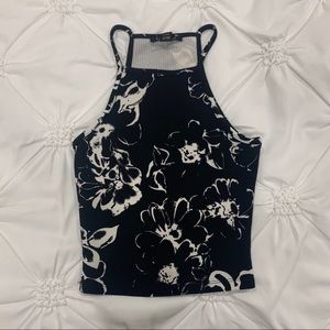 Black and white floral crop top